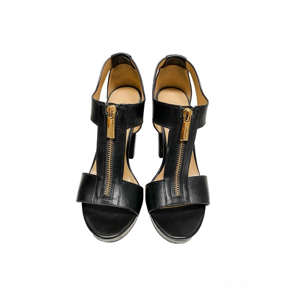 MICHAEL Michael Kors Black Heels with Gold Zipper